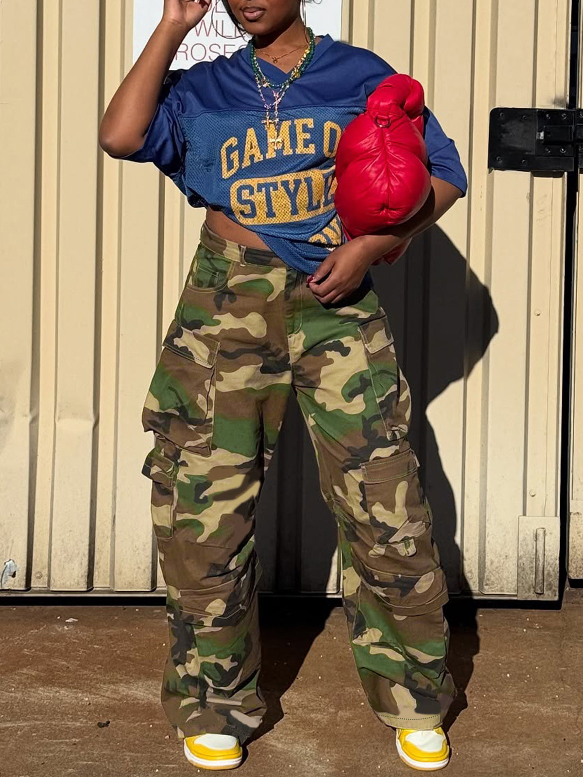 Camo Multi-Pocket Straight Cargo Pants