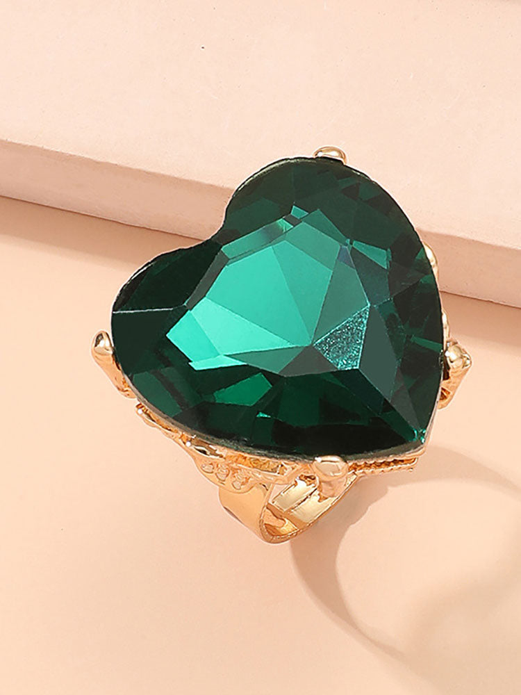 Heart Shape Retro Imitation Gemstone Ring