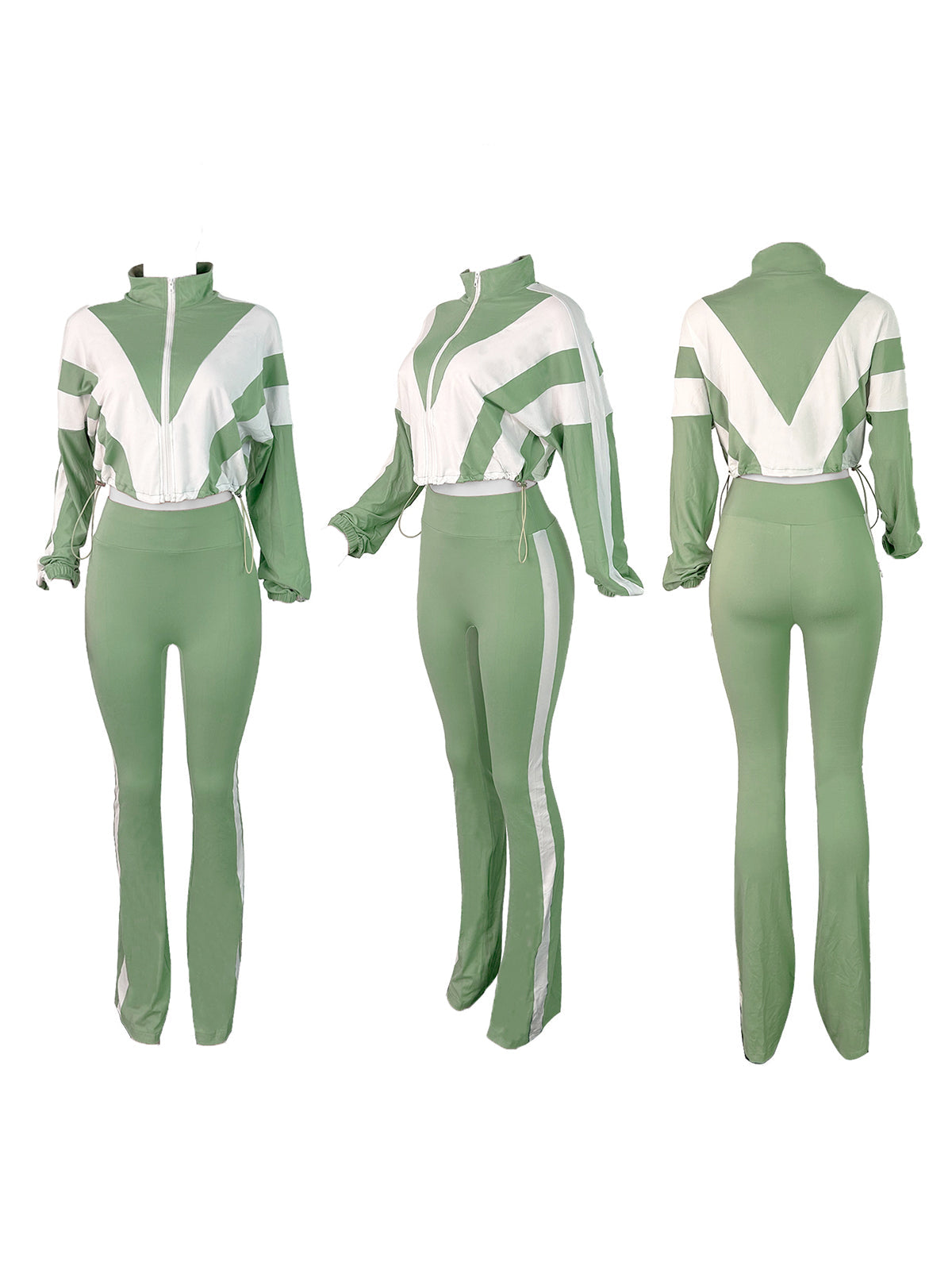 Colorblock Drawstring Waist Tracksuit