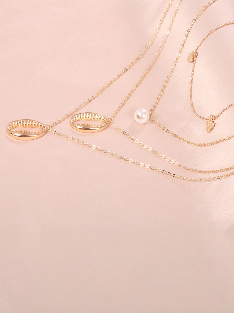 Casual Shell Pearl Multilayer Necklace