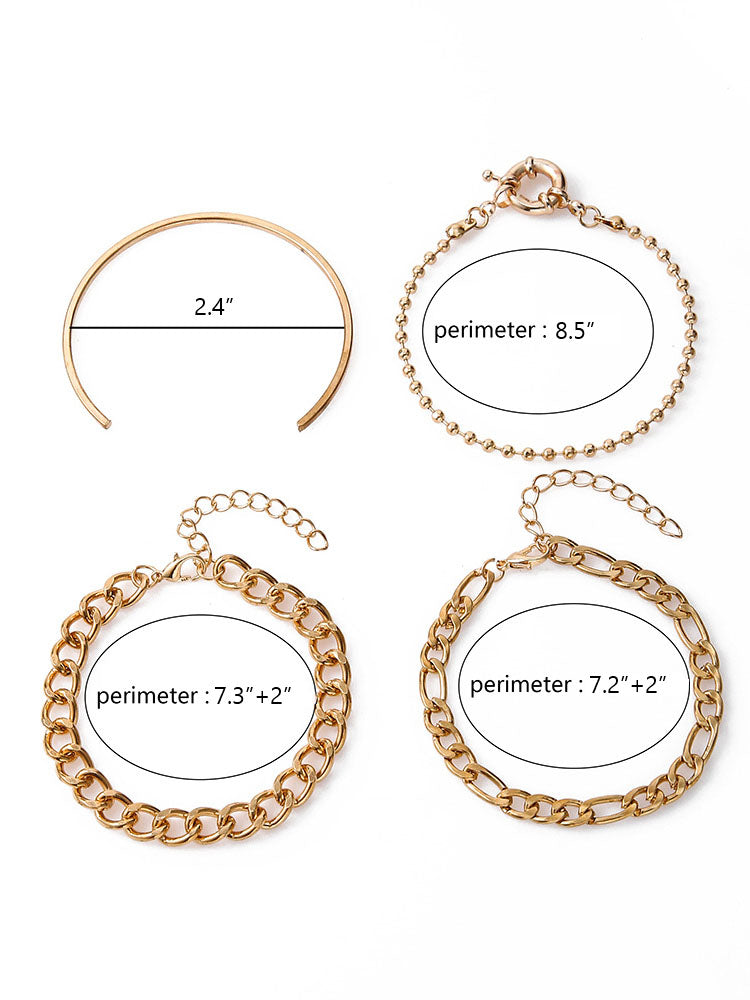 Four Piece Thick Chain Bracelets