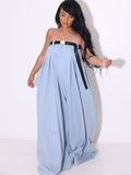 Strapless Tube Belted Wide Leg Jumpsuit