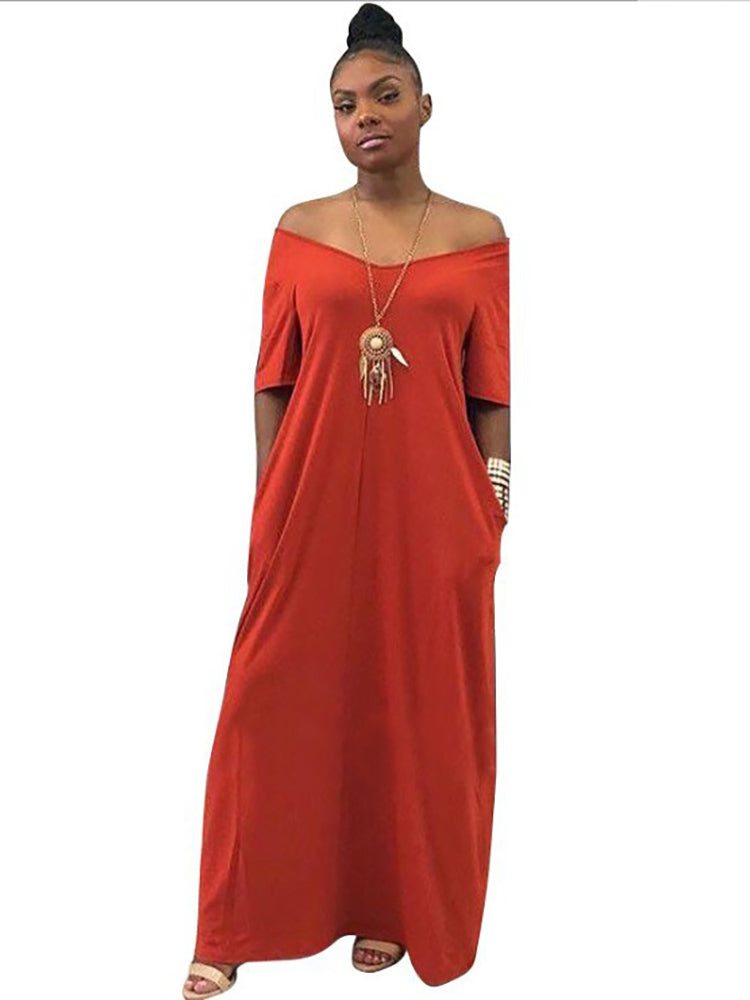 Kaftan Loose Pockets Boho Maxi Dress