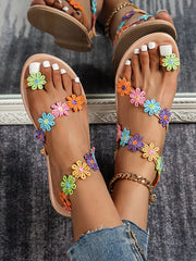Floral Pattern Toe Ring Sandal