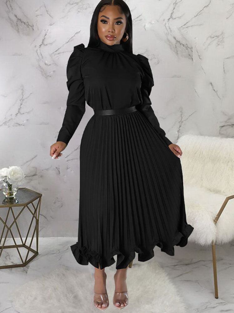 Two Piece Crop Top Pleated Maxi Skirts