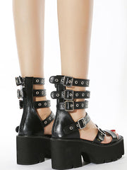 PU Adjustable Wrap Up Wedge Sandal