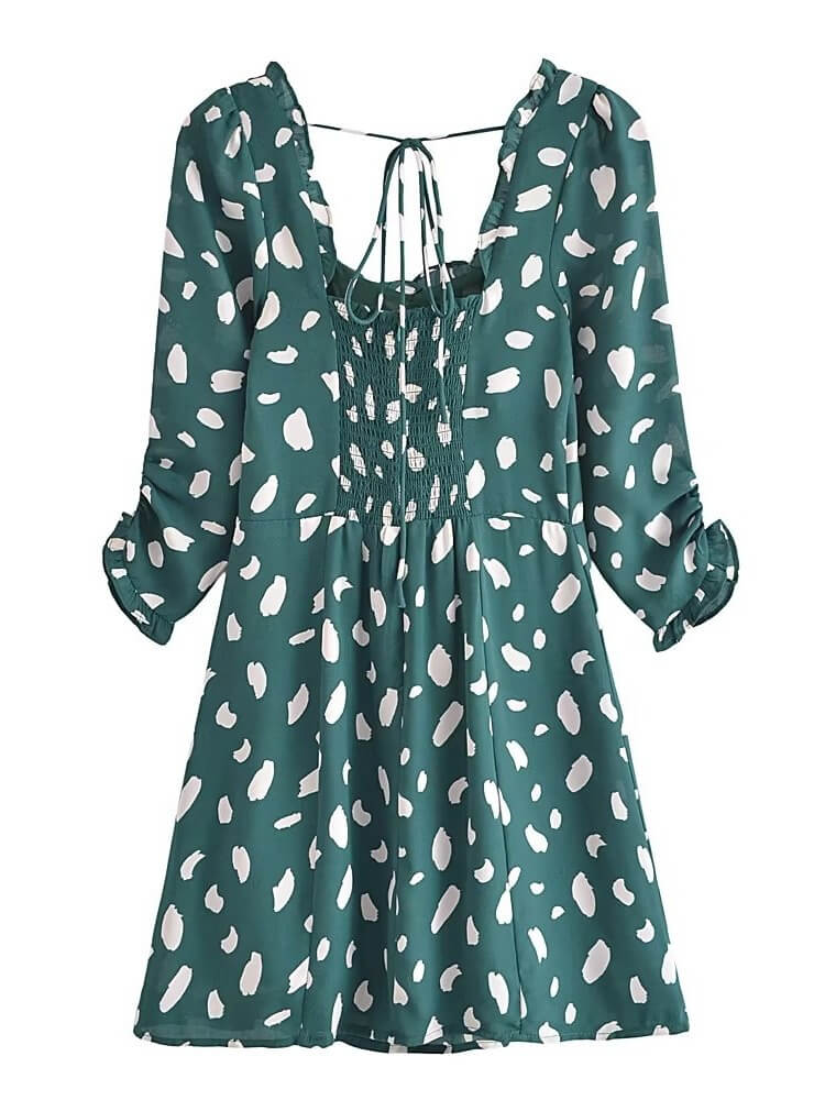 Spot Print Lace Up Bodycon Mini Dress