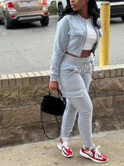 Two-Piece Fleece-Lined Top and Cargo Pants