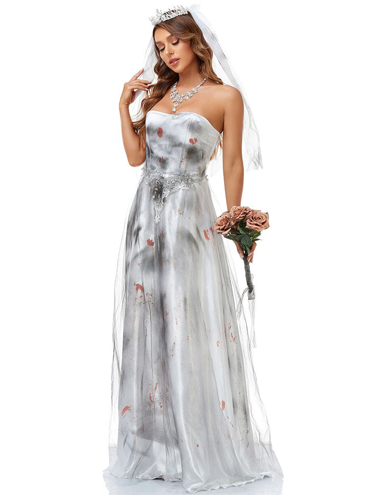 Halloween Sleeveless Ghost Bride Costume
