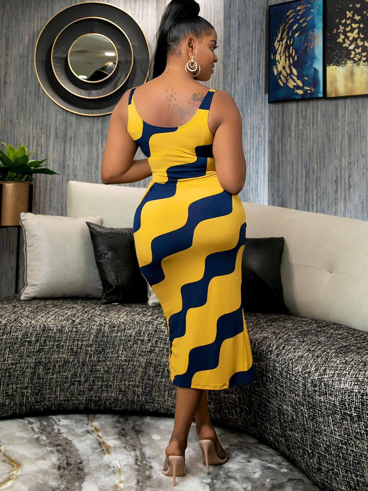 Sleeveless Tie-up Printed Midi Dress