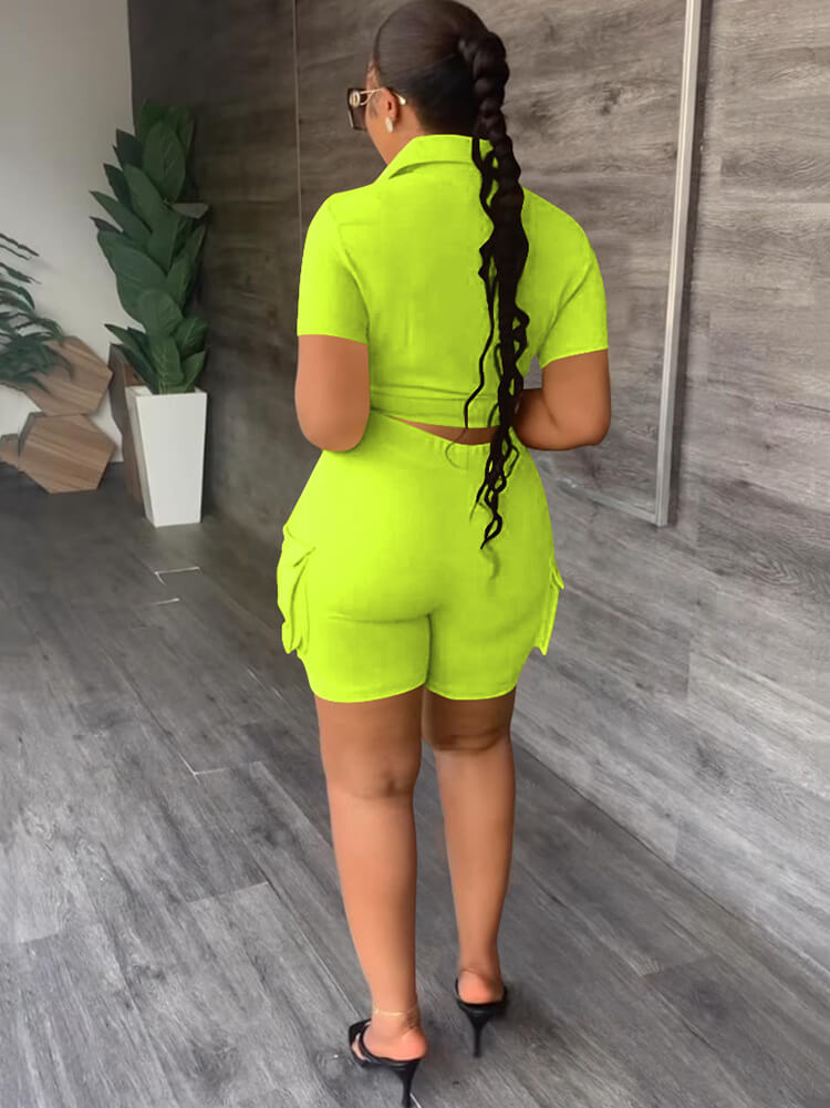 Two Piece Short Sleeve Top Shorts