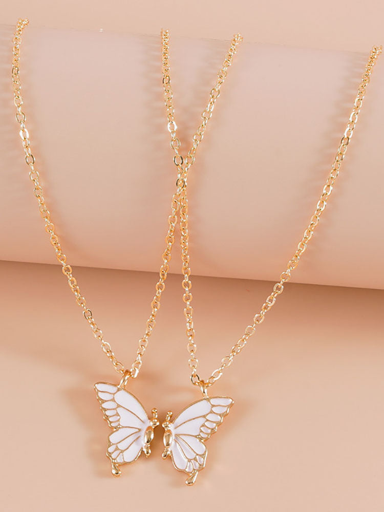 Double Layer Butterfly Pendant Chain Necklaces