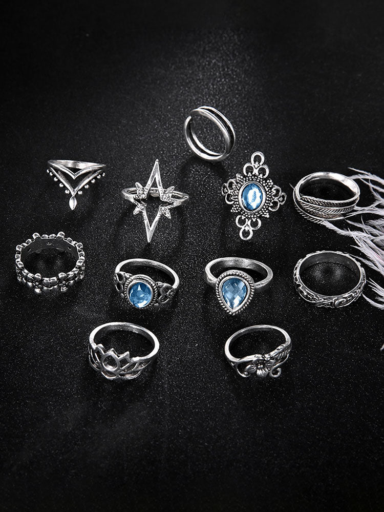 Eleven Piece European Imitation Gem Rings Set