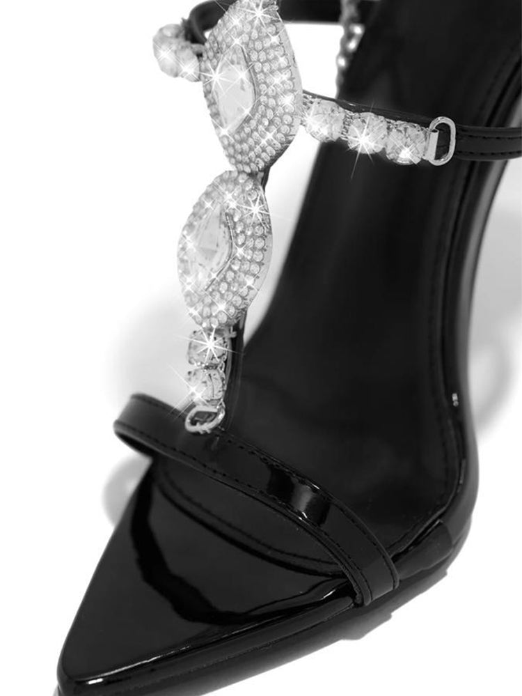 Rhinestone Chain Strap Stiletto Heels