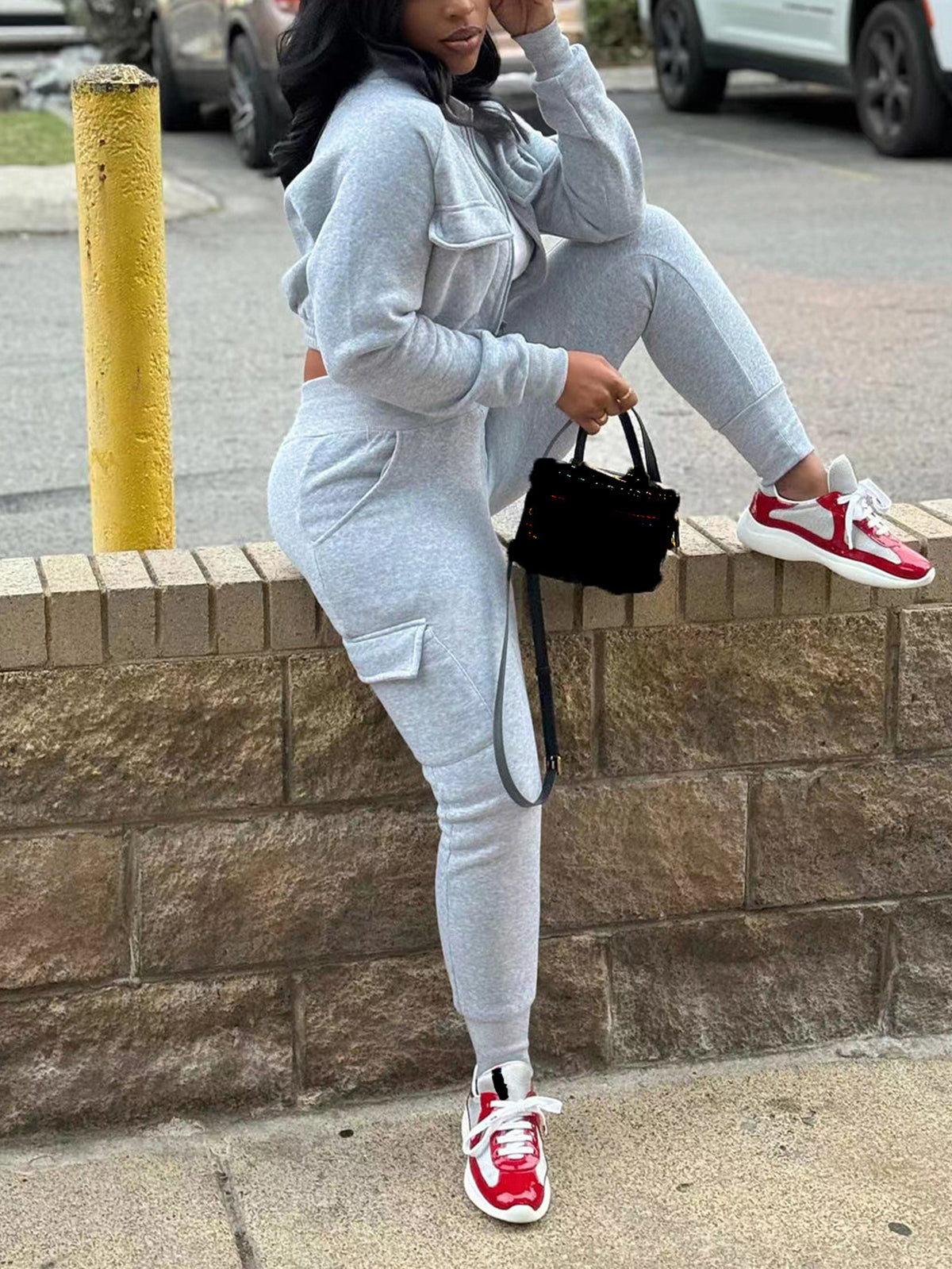 Two-Piece Fleece-Lined Top and Cargo Pants