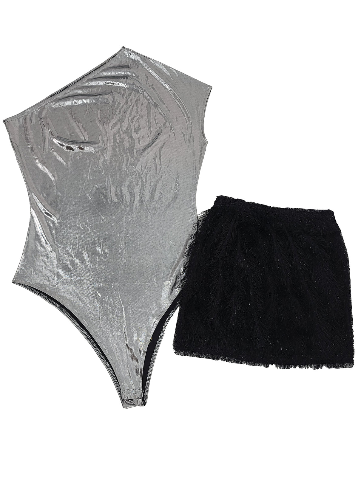 One Shoulder Shimmering Knit Bodycon Mini Dress