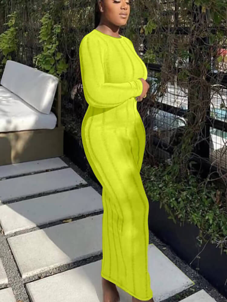 Long Sleeve Tassel Backless Maxi Dress