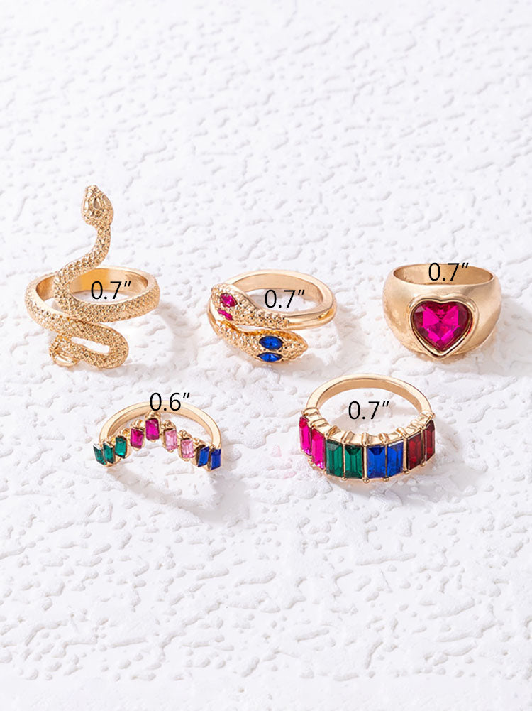 Serpent Imitation Emeralds and Diamonds Ring Set