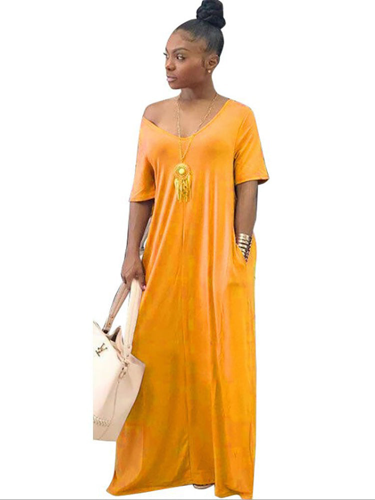 Kaftan Loose Pockets Boho Maxi Dress