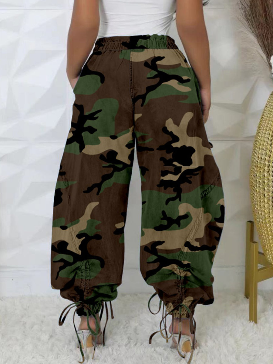 Camouflage Print Drawstring Harem Pants