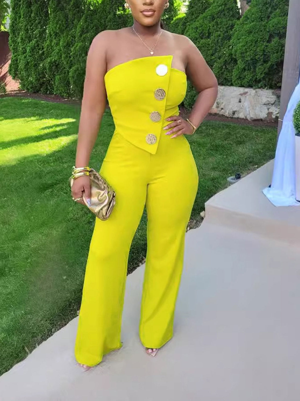 Asymmetrical Sleeveless Strapless Jumpsuit