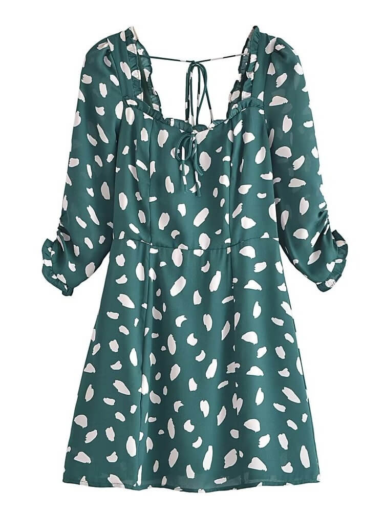 Spot Print Lace Up Bodycon Mini Dress