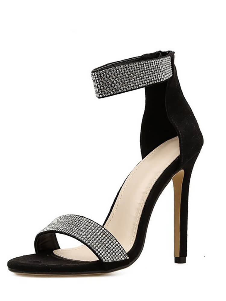 Rhinestone Ankle Strap High Heel Sandal