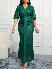 V-Neck Sequin Dress