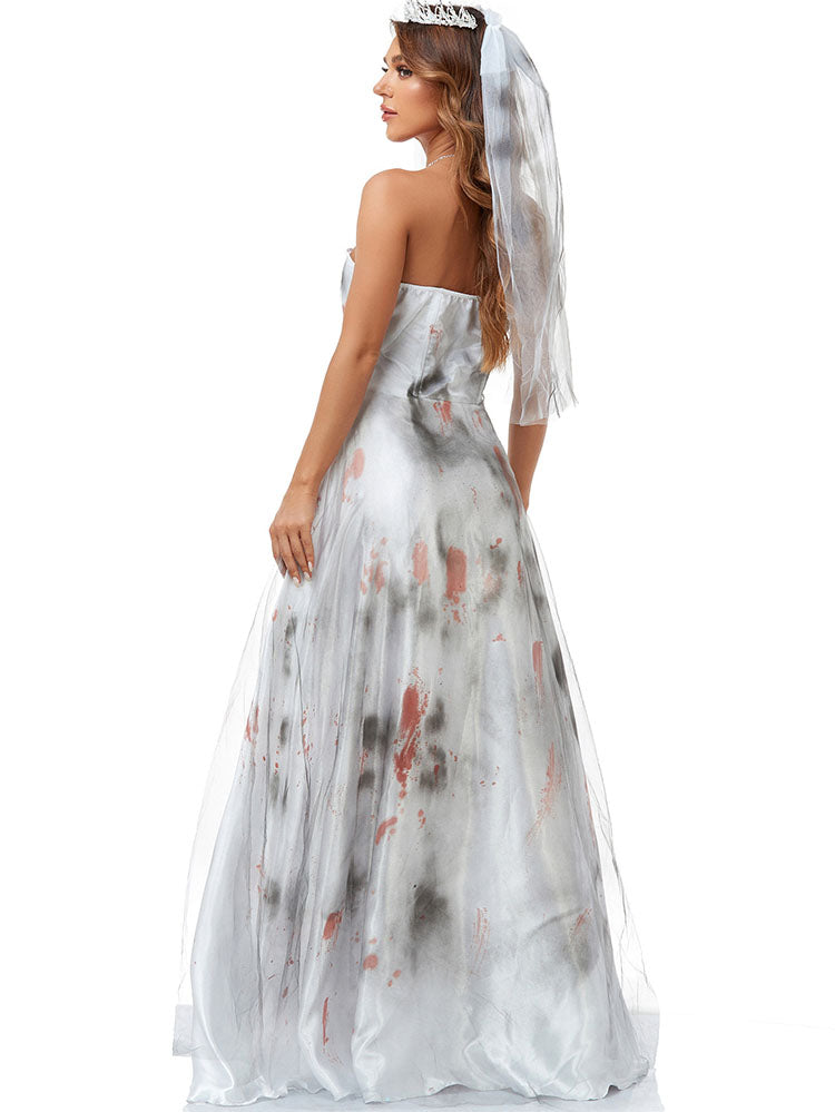 Halloween Sleeveless Ghost Bride Costume
