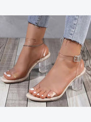 Chunky Block Transparent Strappy Open Toe Heel