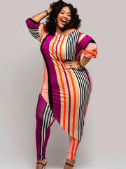 Two Piece Long Sleeve Asymmetrical Top Pants