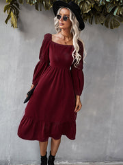Long Sleeves Floral Print Midi Dress