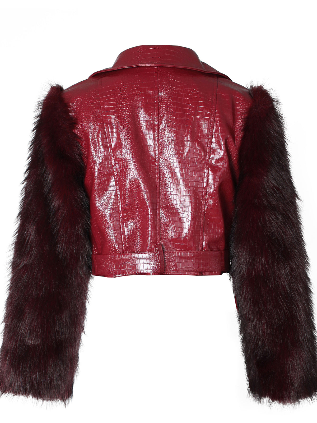 PU Leather Patchwork Moto Jacket