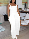 Strap Smocked Wide Leg Jumpsuit
