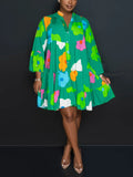 Long Sleeve Floral Print Shirt Dress