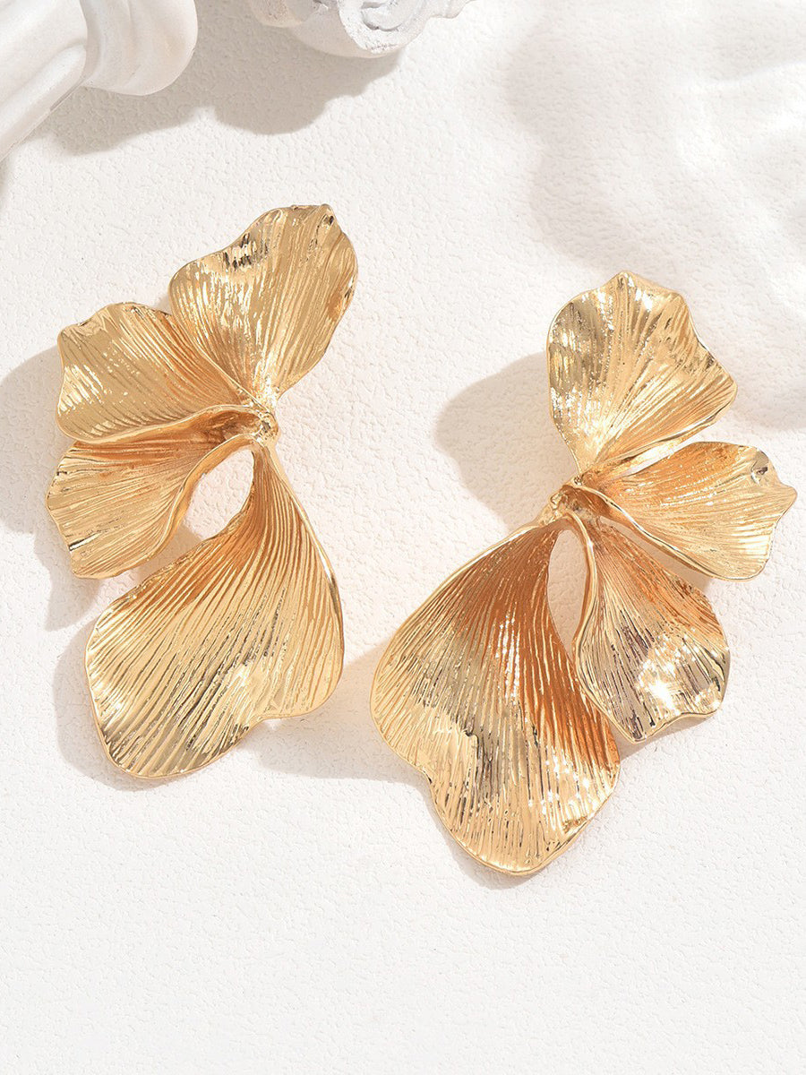 Metal Floral Petal Earrings