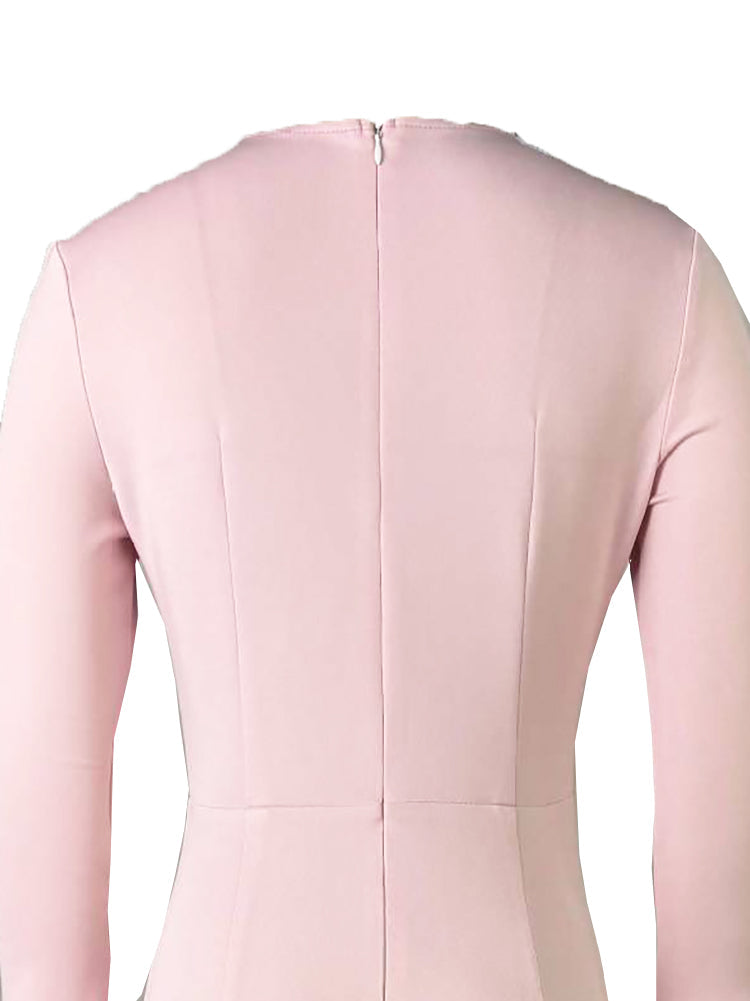 Square Neck Feather Midi Dress