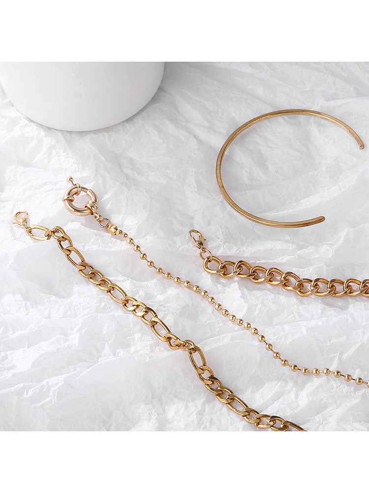 Four Piece Thick Chain Bracelets