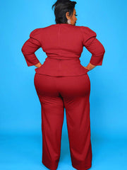 Plus Size Peplum Top Wide Leg Pants