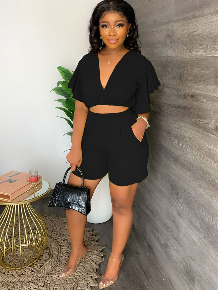 Two Piece Crop Top shorts Set