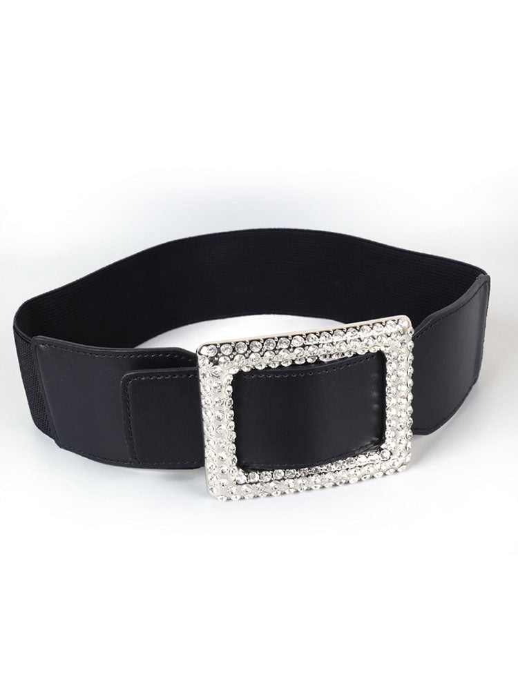 Elegant Rhinestone Leather Waist Belts