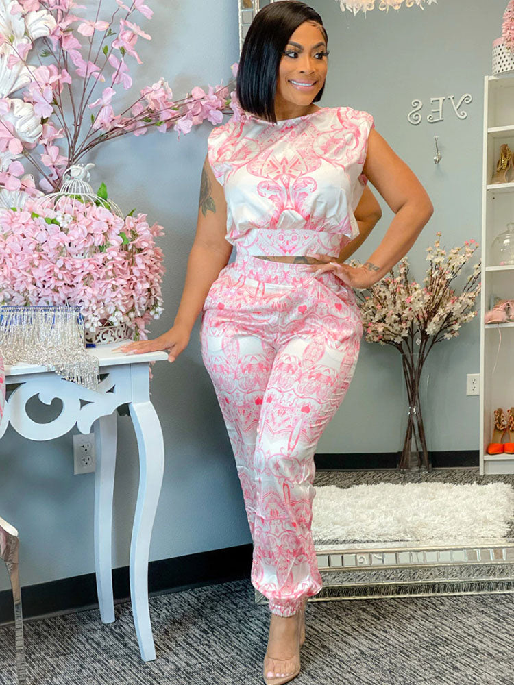 Two-Piece Print Pants Set