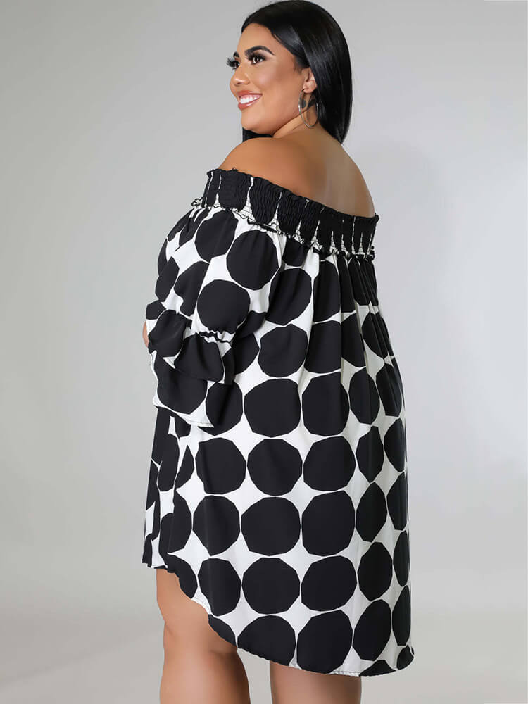 Chiffon Flare Sleeve Printed Mini Dress