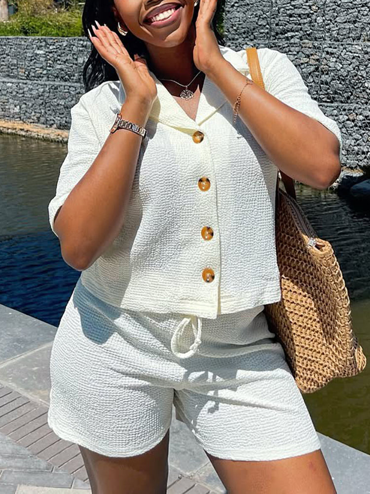 Two Piece Short Sleeve Shirt and Shorts