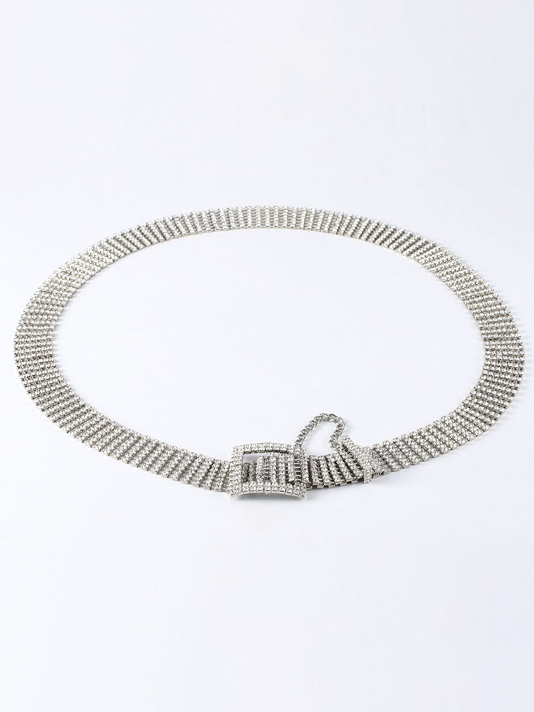 Minimalist Rhinestone Glitter Waist Belts