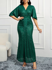 V-Neck Sequin Dress