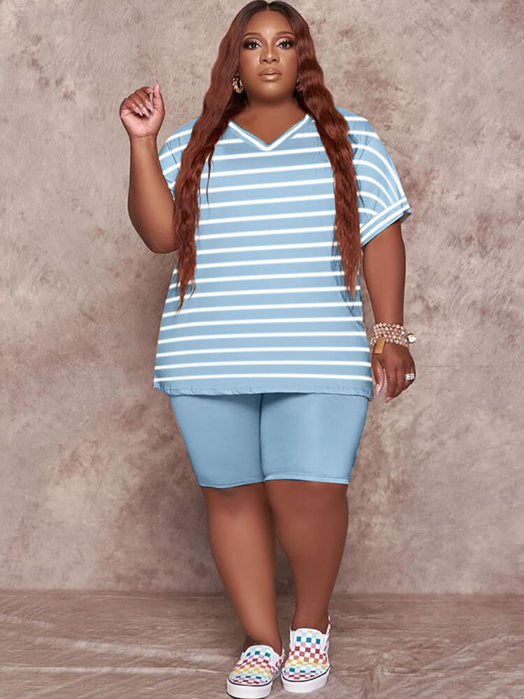 Two Piece Short Sleeve T-Shirt Bodycon Shorts