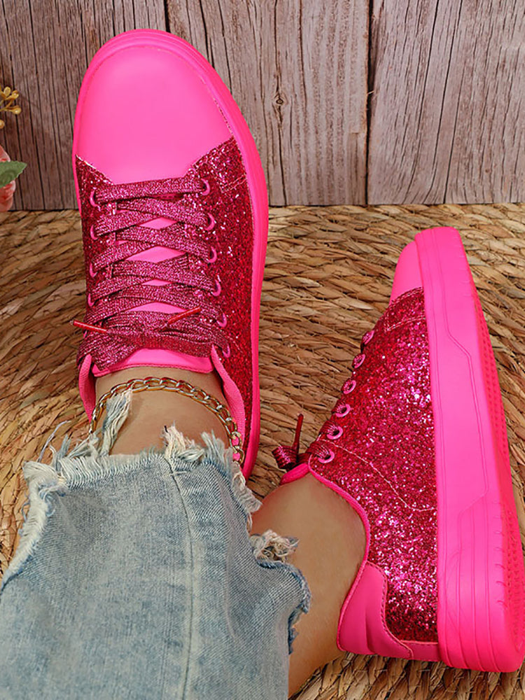Glitter Lace-Up Sneakers