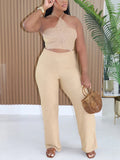 Star Embroidered Halter Top Pants Set