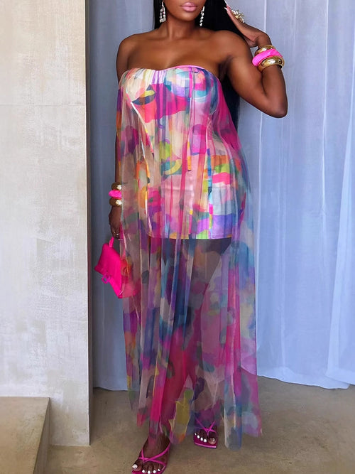 Robe bustier patchwork en maille colorblock
